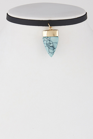 Simple Thin Choker With Stone Arrow 6IBI9